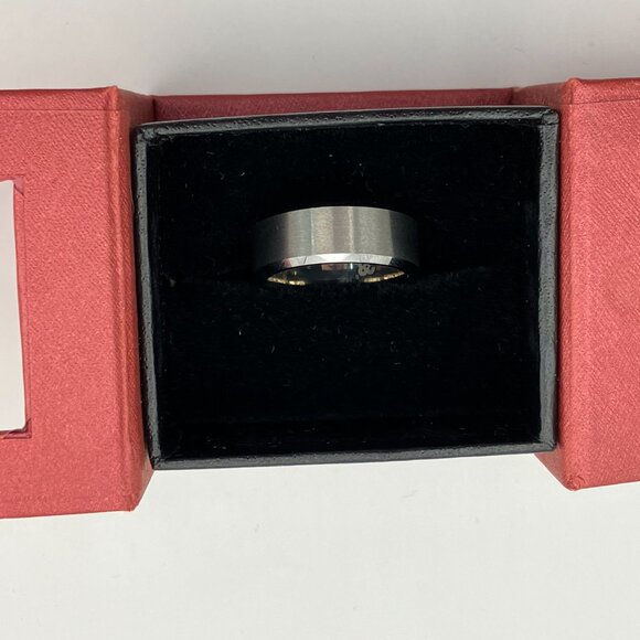 38 Tungsten Titanium Rings Polished Beveled Edge Engagement Wedding Band Size 7 - Picture 2 of 6